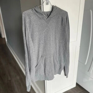 Kenneth Cole Reaction Gray Cotton Knit Sweater With Hood Pockets Men’s Large
